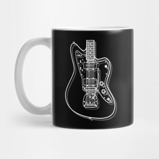 Offset Style Electric Guitar Body Outline Dark Theme Mug